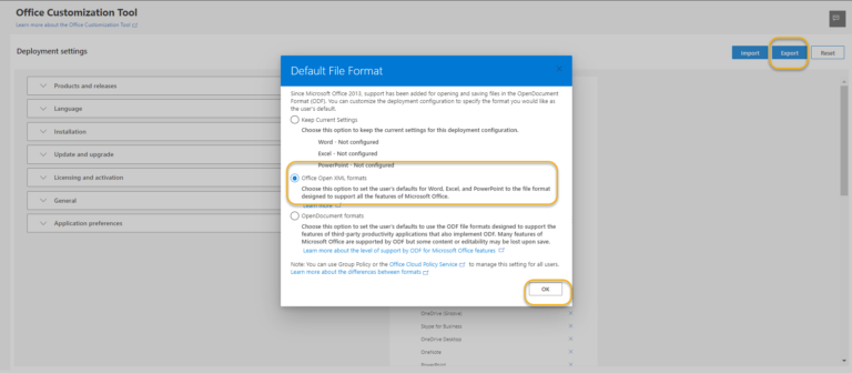 How to install specific apps in Microsoft Office on Windows - export option